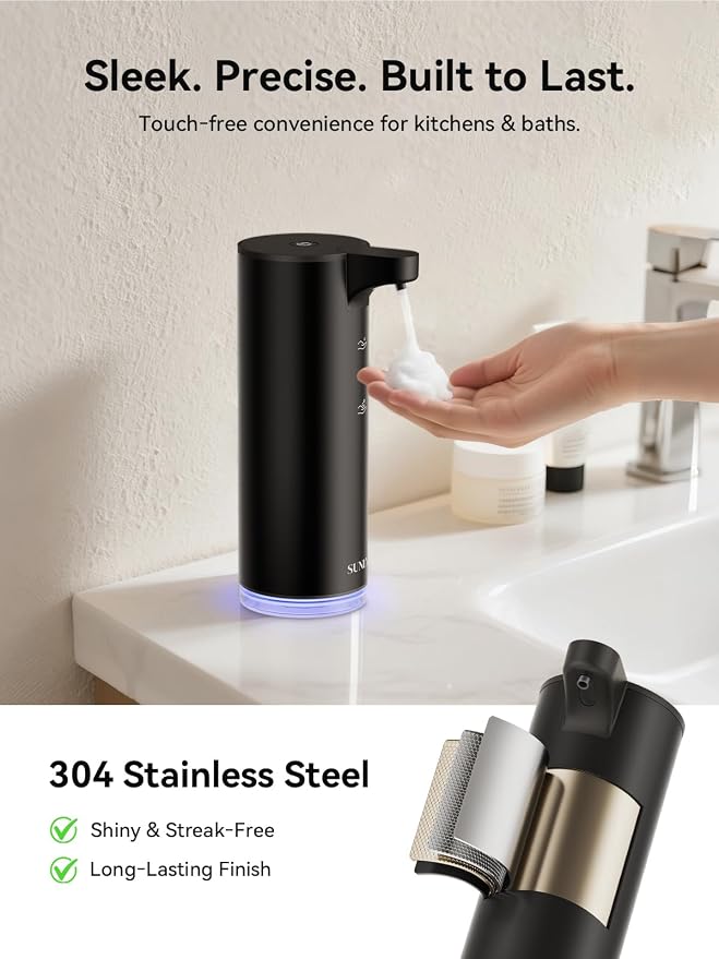 SUNLY Automatic Foam Soap Dispenser, 0.2s Fast Sensor, USB-C Rechargeable - Image 2