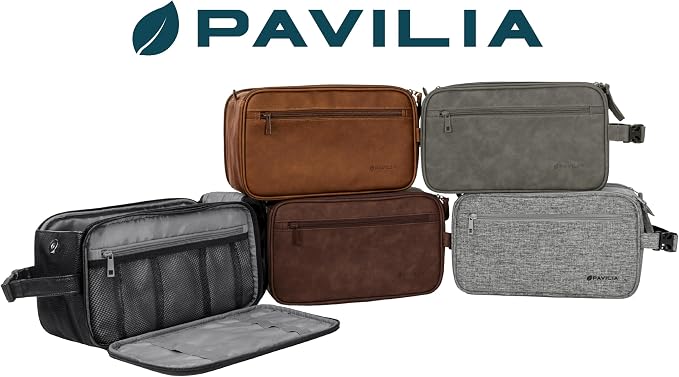 PAVILIA Toiletry Bag for Men, Travel Essentials Shaving Dopp Kit, Mens Travel - Image 7