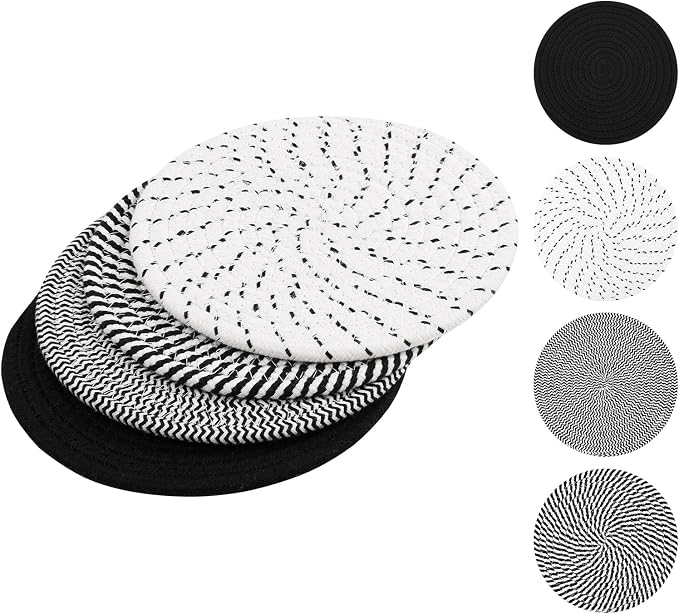 SHACOS 8 Inch Trivets for Hot Dishes, 4 Heat-Resistant Cotton Trivet Mats for by SHACOS