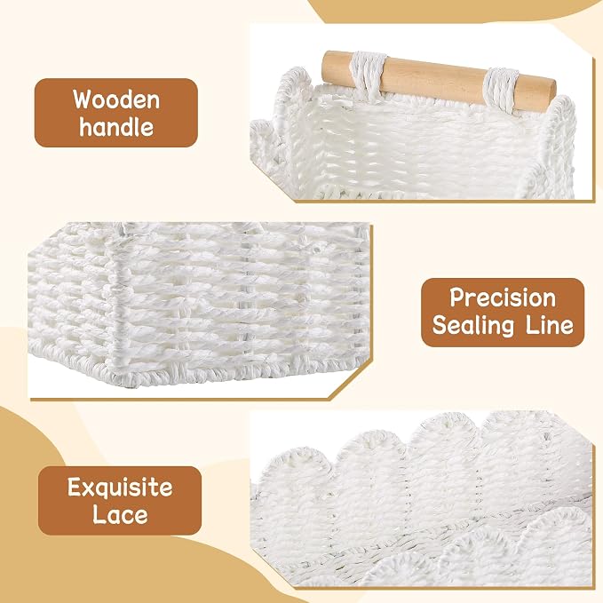 Toilet Paper Storage Basket Bathroom Counter Organizer Wicker Baskets - Image 2