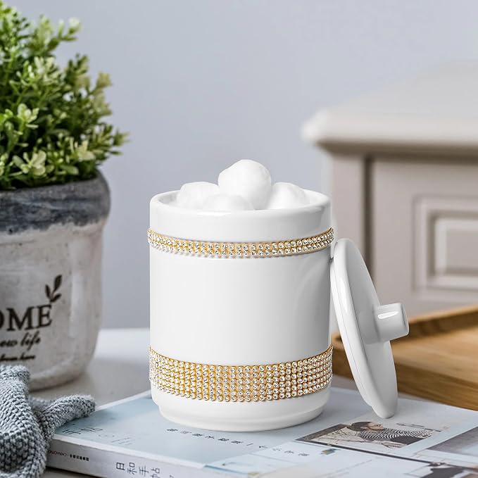 Bathroom Accessories Set with Diamonds 5 Pieces Toothbrush Holder Soap - Image 3