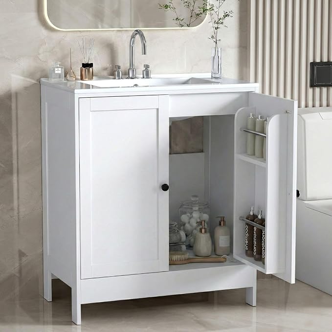VINGLI 30 Inch White Bathroom Vanity by VINGLI