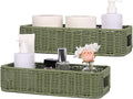 Small Resin Wicker Basket: Waterproof Sage Green Vanity Organizer 2-Pack by UPINFREE