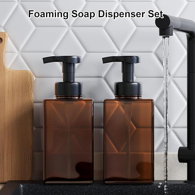 Amber Foaming Soap Dispenser, Refillable Foam Hand Soap Dispenser - Image 7