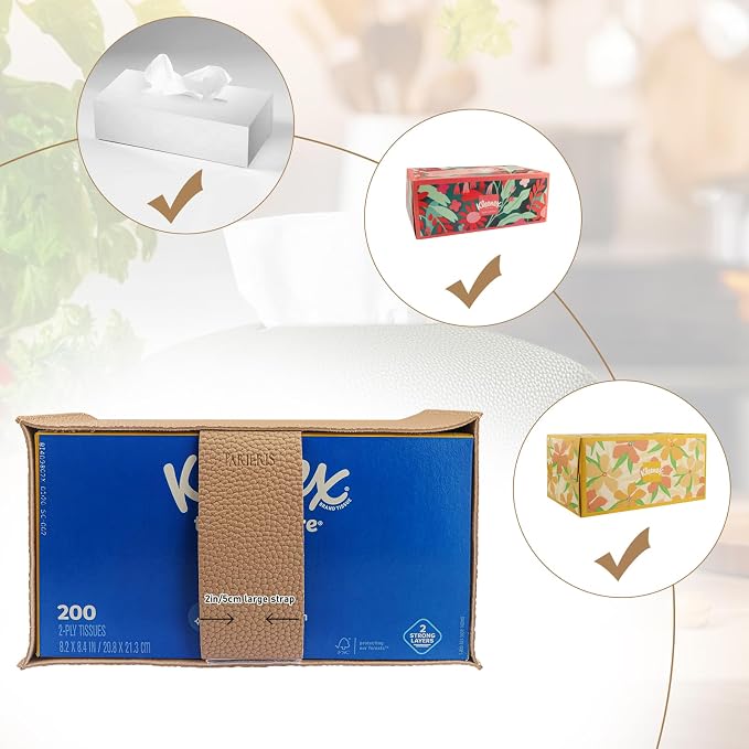 Tissue Box Cover PU Leather Tissue Holder Rectangle Facial Tissue Case Tissue - Image 3