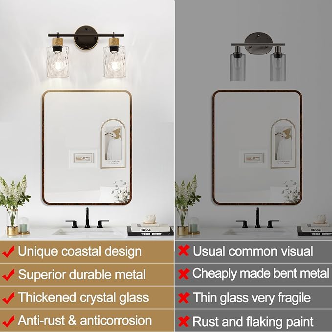 Bathroom Light Fixtures, 2-Light Coastal Vanity Lights - Image 2