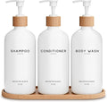 White Shampoo and Conditioner Dispenser Set by Brighter Barns by BrighterBarns