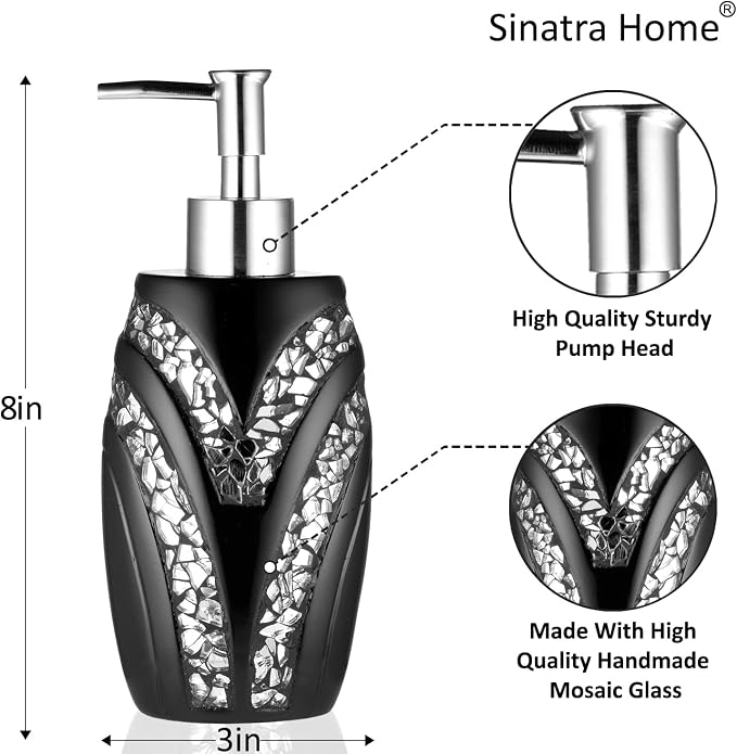 Zahari Home 4pc Sinatra Stylish Bathroom Accessories Set Black Soap - Image 2