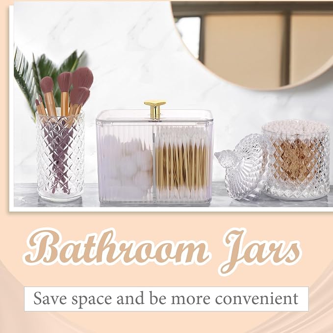 3 Pcs Qtip Holder Dispenser Bathroom Set Cotton Ball Holder Cotton Swabs/ball - Image 4