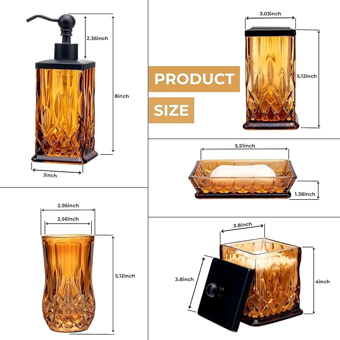 Bathroom Accessories Set, Complete Lotion Soap Dispenser, Toothbrush Holder - Image 3