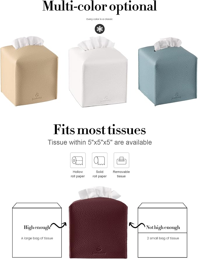 Tissue Box Cover, Jeethemy Square PU Leather Tissue Box Holder, Modern Tissue - Image 6