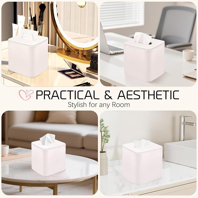 Tissue Box Holder Square PU Leather Stylish Facial Tissue Box - Image 7