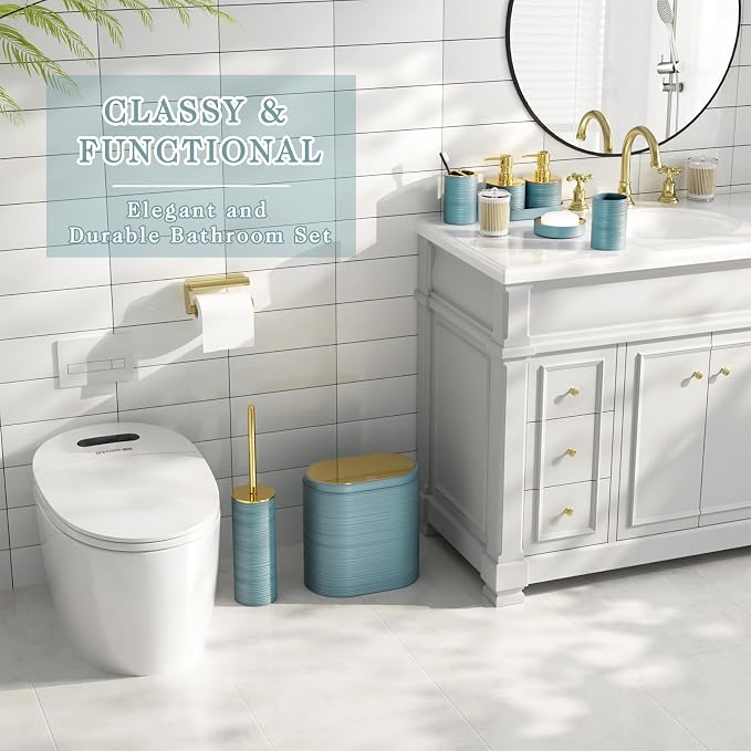 Bathroom Set, Light Blue Bathroom Accessories, Soap Dispensers - Image 2