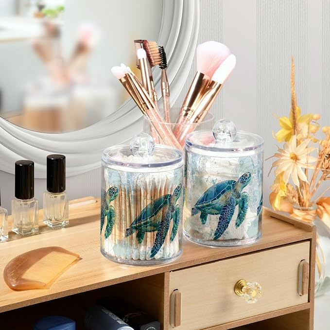 2 Pack Sea Turtle Pattern Apothecary Jars - Image 6
