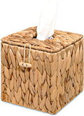 PINXIURY Tissue Box Cover Square Handwoven Rattan Tissue Box Holder, Natural by PINXIURY