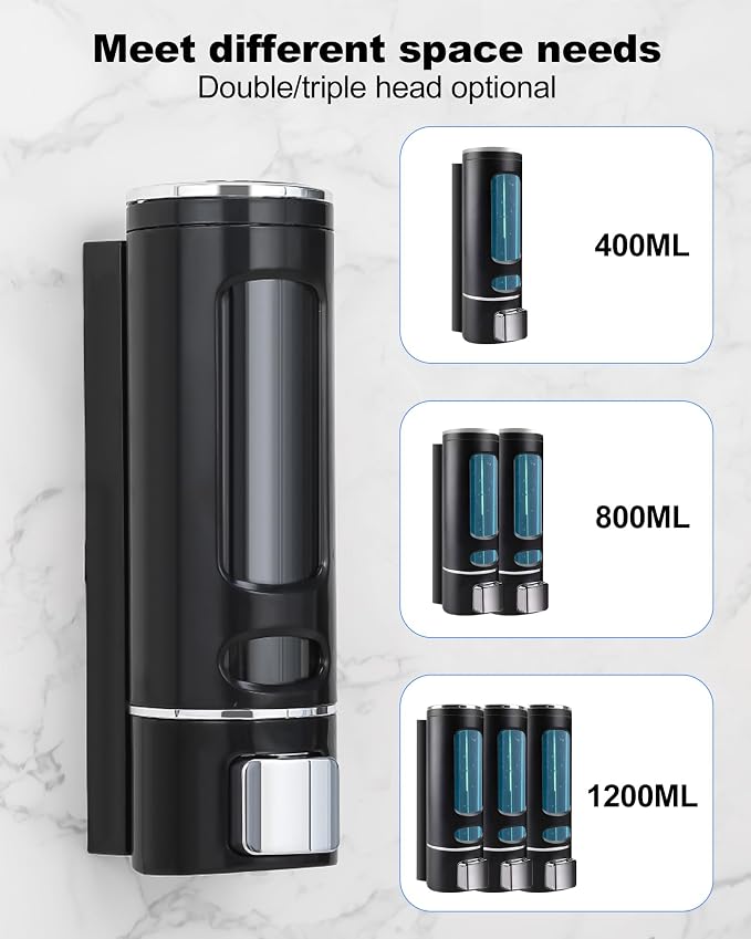 Shampoo and Conditioner Dispenser - 1200ML Wall-Mounted Shower Shampoo - Image 9