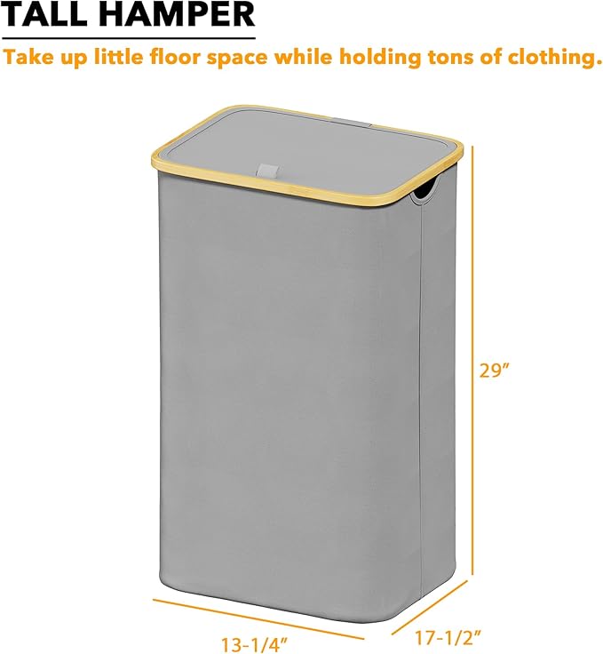 SpaceAid Laundry Hamper with Lid, 110L Large Tall Clothes Basket Bin with - Image 4