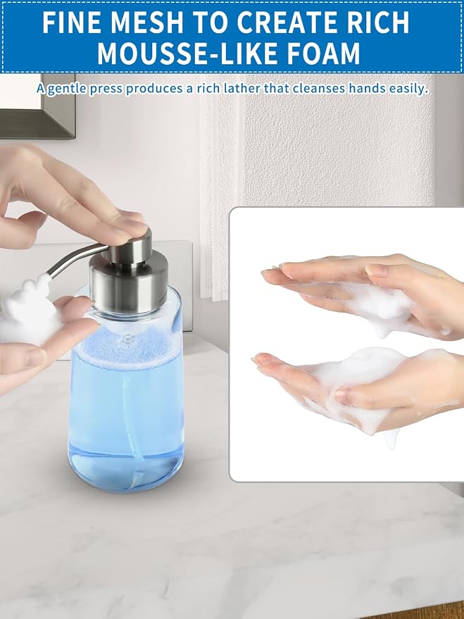 Doiliese Foaming Hand Soap Dispenser Set, 16 oz Large Glass Soap Dispenser - Image 5