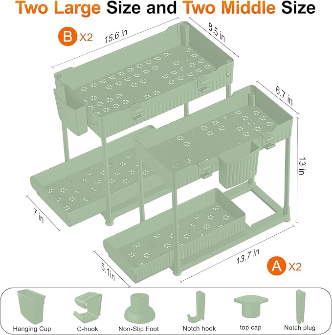 Under Sink Organizer, Bathroom Organizers and Storage, 2 Tier Multi-Use Pull - Image 6