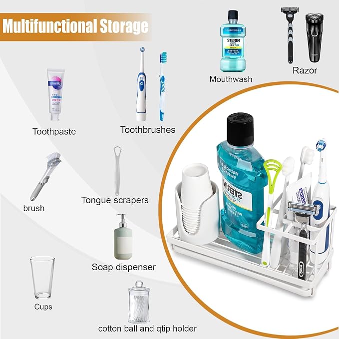 Toothbrush Holders for Bathrooms, Carbon Steel Tooth Brushing Holder Electric - Image 5