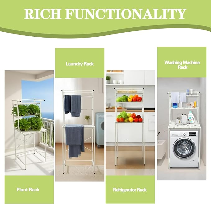 Laundry Room Storage Organizer, 3 Tier Over The Washer and Dryer Storage Shelves - Image 6