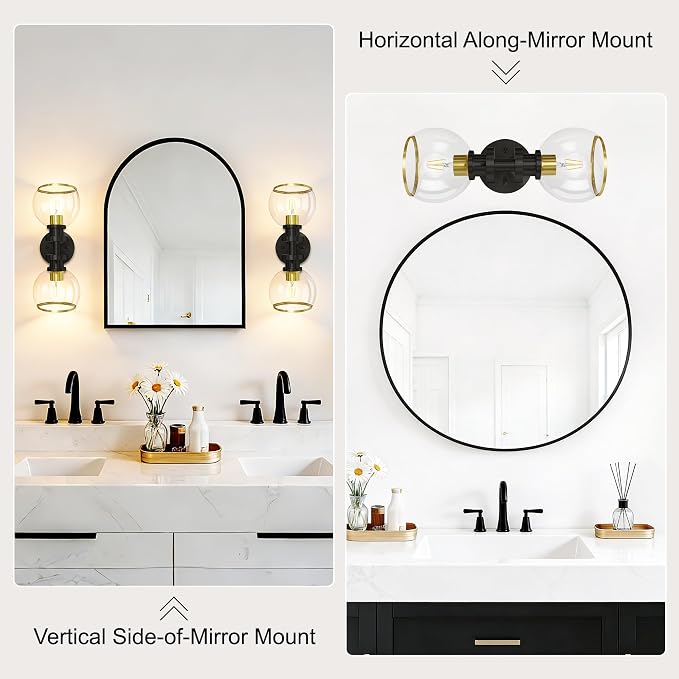 Modern Bathroom Light Fixtures, 2-Light Vanity Lights Set of 2, Hardwired - Image 7