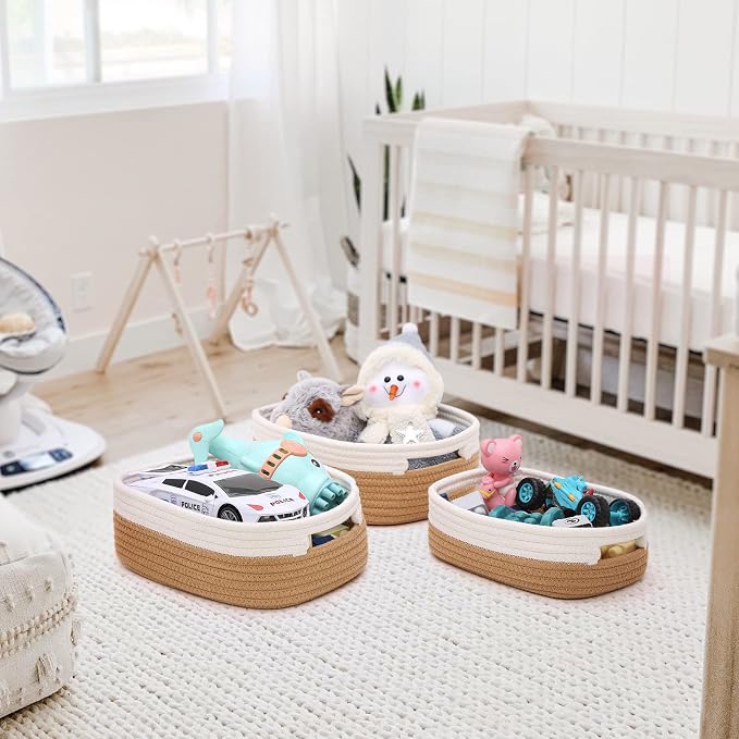 7 Piece Cotton Rope Woven Basket Set - Image 7