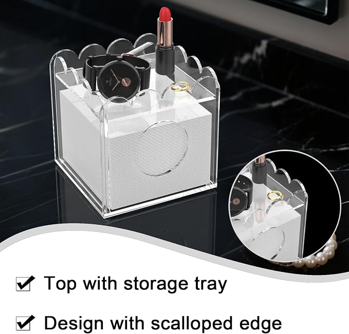 LUGUNU Acrylic Tissue Box Holder, Modern Decorative Tissue Holder - Image 5