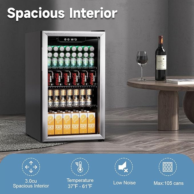 3.1 Cu.ft Beverage Refrigerator Cooler, 110 Can Mini Fridge - Image 5