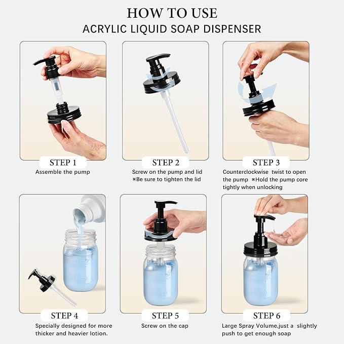 Amolliar Plastic Mason Jar Soap Dispenser - Image 8