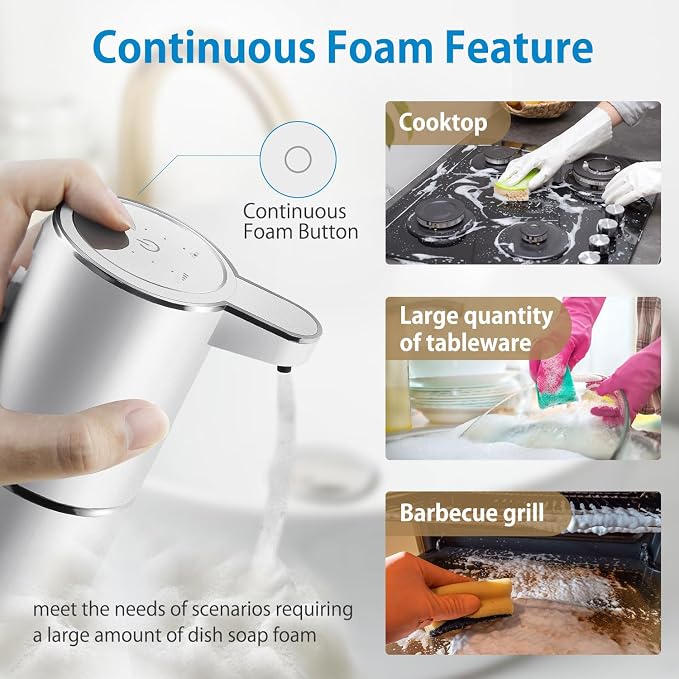Automatic Foaming Soap Dispenser, 4-Level Adjustable Foam, Wall Mount, USB - Image 4