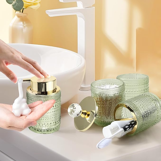 DASITON Bathroom Accessories Set, Toothbrush Holder, Bathroom Tumbler, Cotton - Image 3