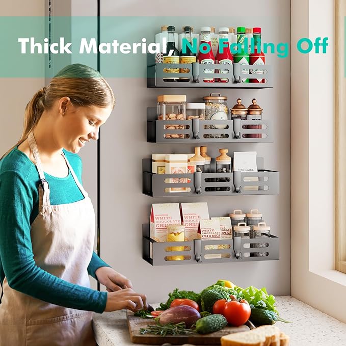4 Pack Magnetic Spice Rack for Refrigerator, Organizadores de Cocina - Image 5
