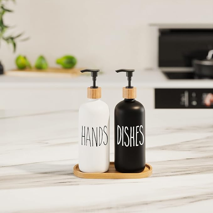 Dish Soap Dispenser for Kitchen Sink.Glass Hand Soap Dispenser, Modern - Image 3
