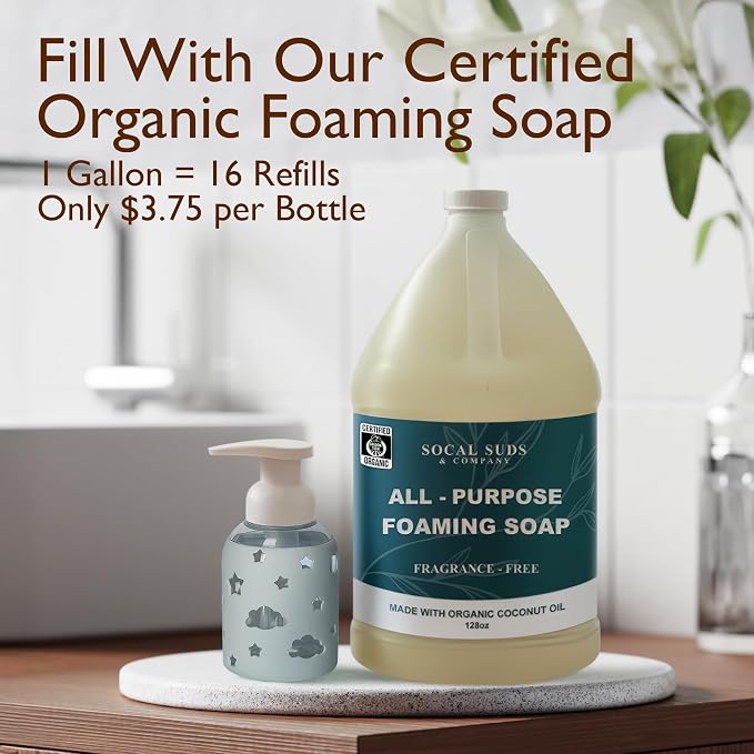 SoCal Suds & Company Foaming Hand Soap Dispenser Glass, Liquid Soap Pump - Image 2