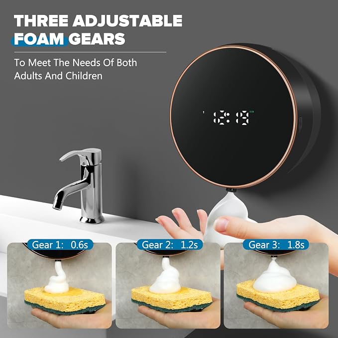 Automatic Soap Dispenser Foam Bathroom: Wall Mount Rechargeable Touchless - Image 4