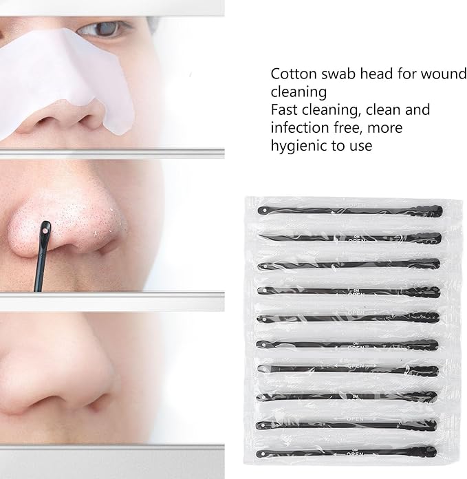100Pcs Pimple Extractor, Disposable Double Tipped Cotton Swabs Stick Comedone - Image 5