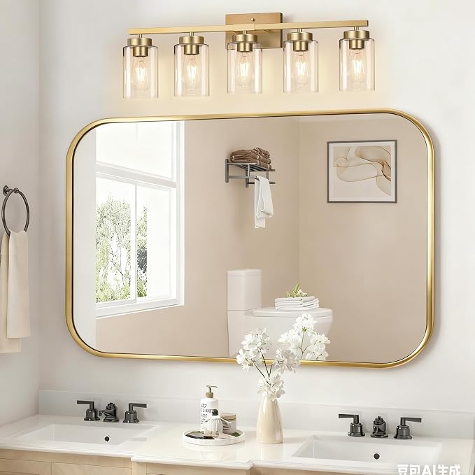 IZORRO Modern Bathroom Light Fixtures, 5 Light Brushed Gold Vanity Lights - Image 7