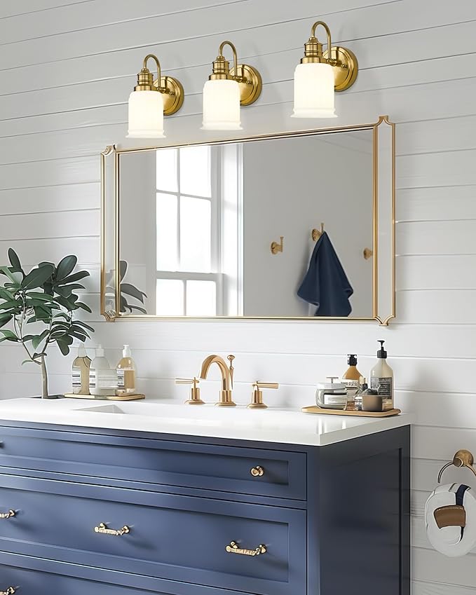 Modern Wall Sconces Set of Two, HWH Brushed Gold Bathroom Vanity Light - Image 6