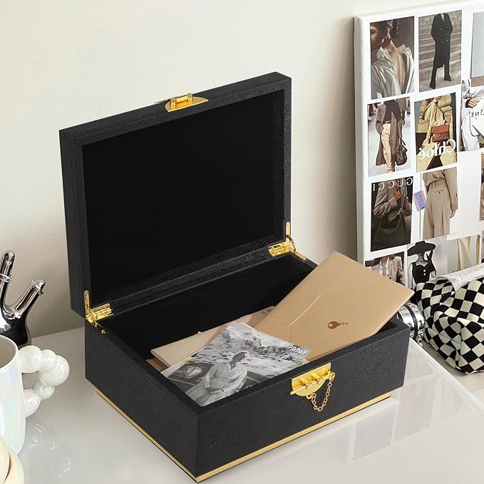 HofferRuffer Elegant Faux Leather Decorative Box, Storage Jewelry Box Organizer - Image 4