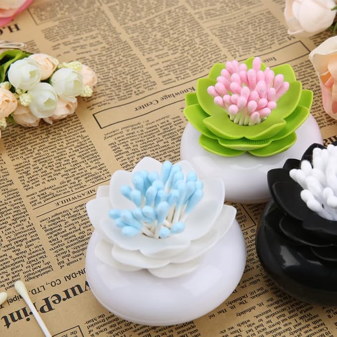 Bloss 4 Packs Lotus Qtip Holders Bathroom Organizer Accessories, Unique - Image 5