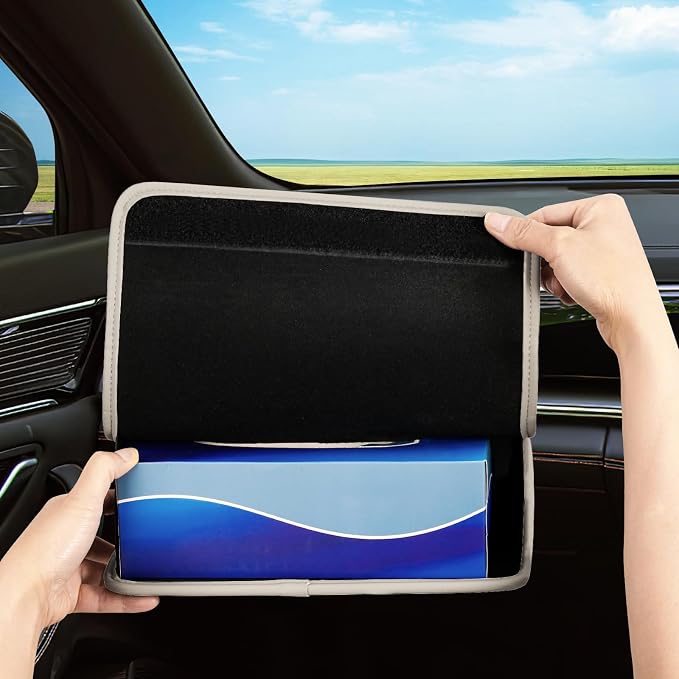 Car Tissue Holder, WHHMK Tissue Box Cover Keep Car Tidy, Premium PU Leather - Image 7
