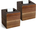 2 Pack Wood Tissue Box Cover， Acacia Wood Tissue Box Cover Square, Decorative by KALEKAIL