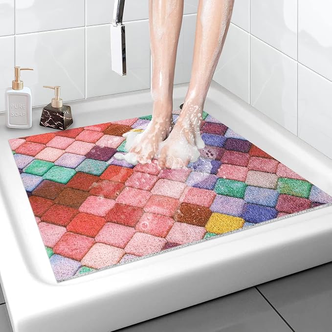 Shower Mat Non-Slip, 24x 24 Inch Square, Soft Comfort Bath Mats by Unknown