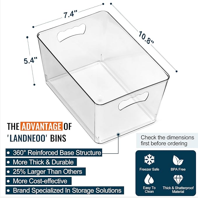 12 PACK LARGE Clear Storage Bins - Image 2