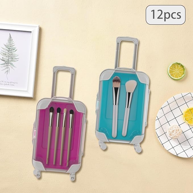 Jiabailie 12 Pack Mini Suitcase Party Favor Gift Box Plastic Mini Luggage - Image 6