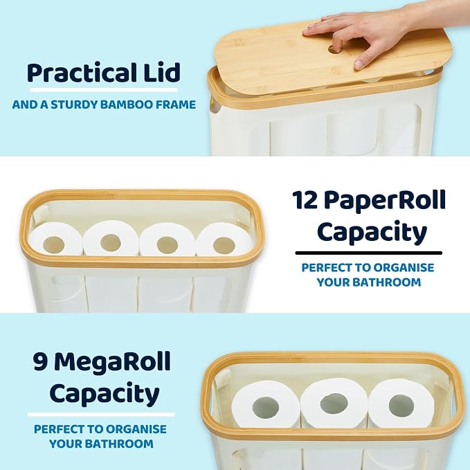 Toilet Paper Storage with Lid, Large Toilet Paper Holder - Image 2