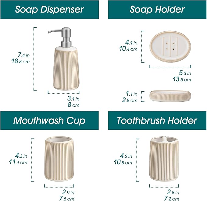 vancasso Ceramic Bathroom Accessories Set 4 Piece, Soap Dispenser - Image 2
