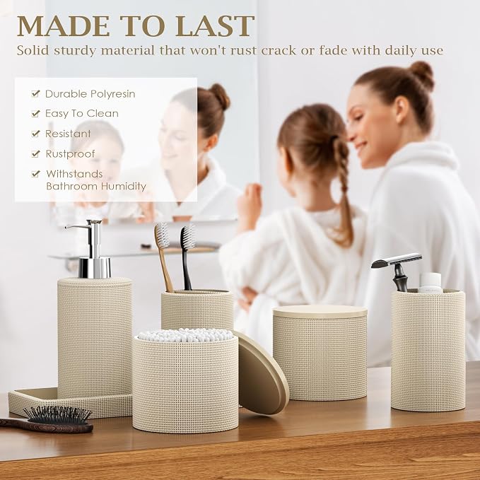 6-Piece Beige Bathroom Set - Image 3