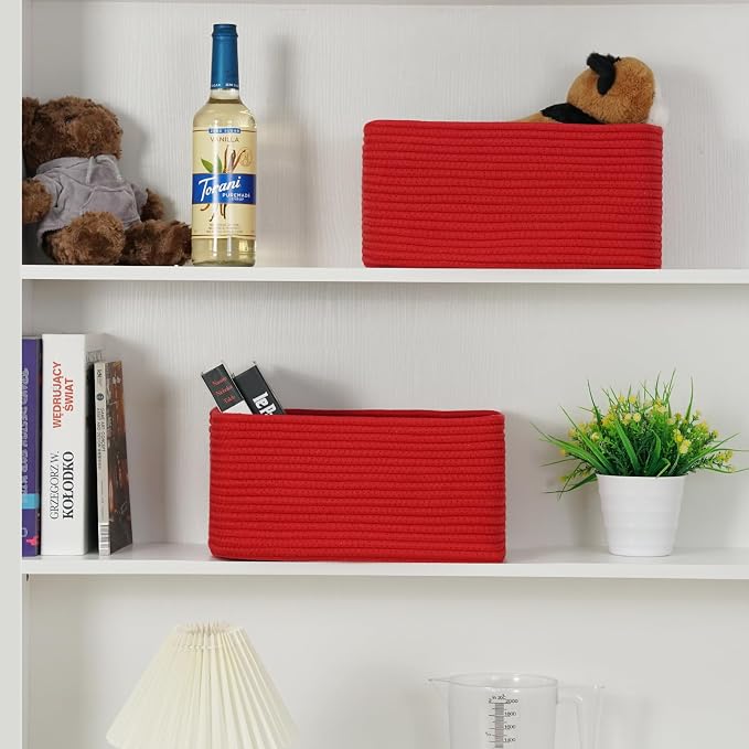 3-Pack Small Storage Baskets for Organizing | Woven Shelf Toy Basket | Rope - Image 6